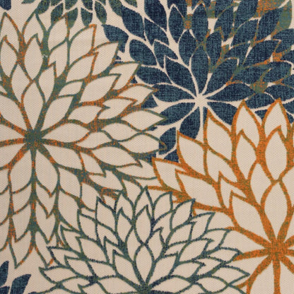 10' X 14' Blue Green And Orange Floral Indoor Outdoor Area Rug HomeRoots