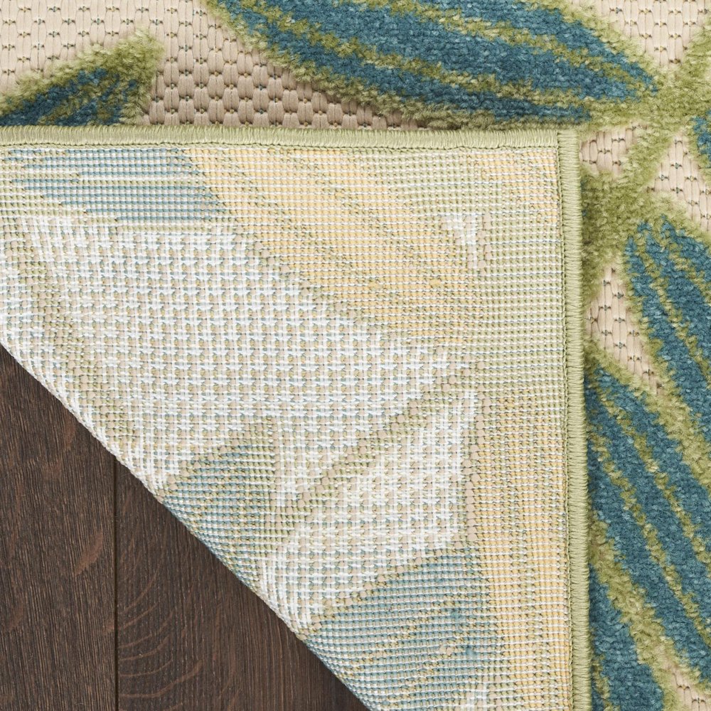 10' X 14' Ivory Green Yellow Blue And Dark Green Palm Leaf Indoor Outdoor Area Rug HomeRoots