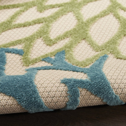 10' X 14' Ivory Green Yellow Blue And Dark Green Floral Indoor Outdoor Area Rug HomeRoots