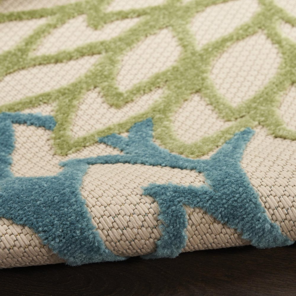 10' X 14' Ivory Green Yellow Blue And Dark Green Floral Indoor Outdoor Area Rug HomeRoots
