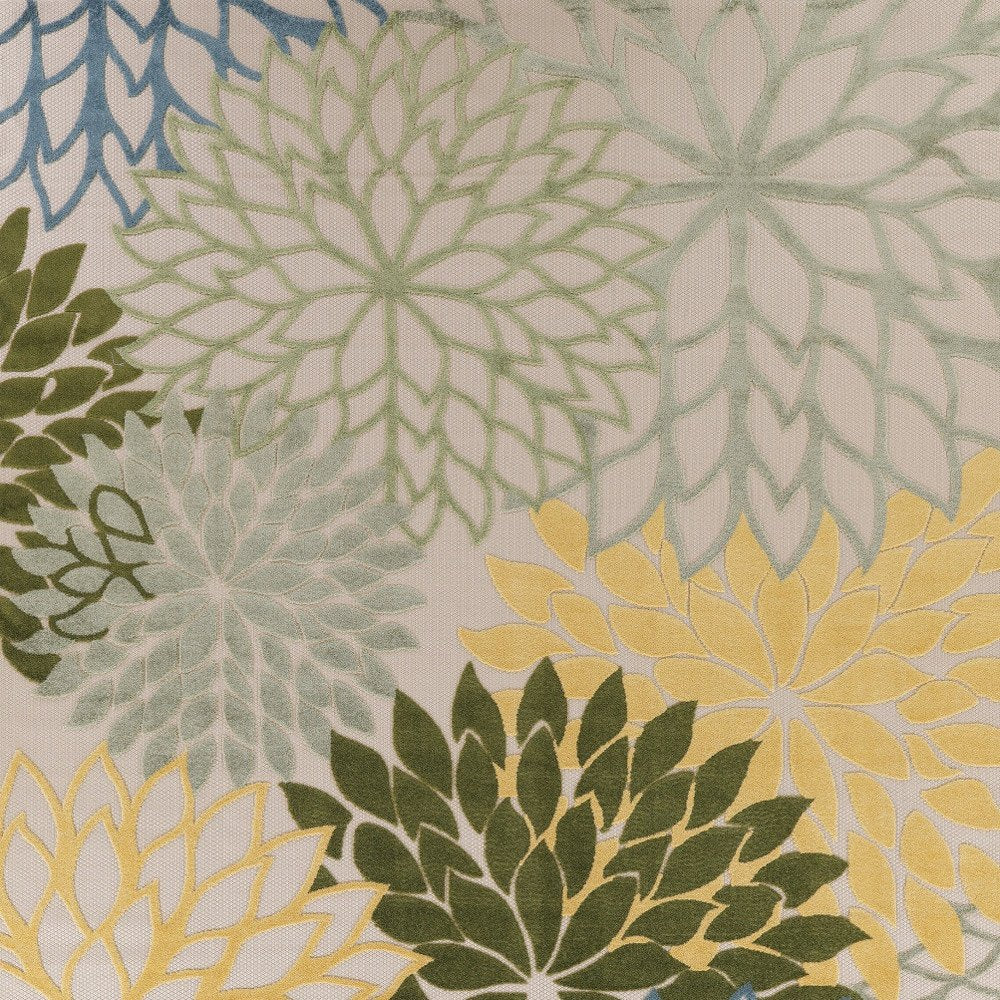 10' X 14' Ivory Green Yellow Blue And Dark Green Floral Indoor Outdoor Area Rug HomeRoots