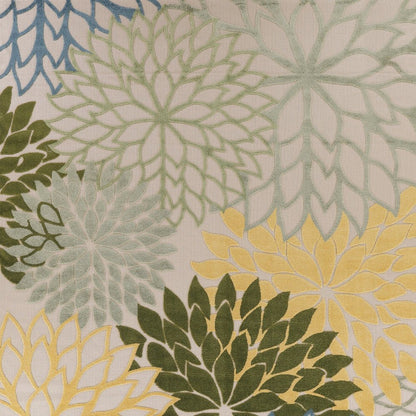 10' X 14' Ivory Green Yellow Blue And Dark Green Floral Indoor Outdoor Area Rug HomeRoots