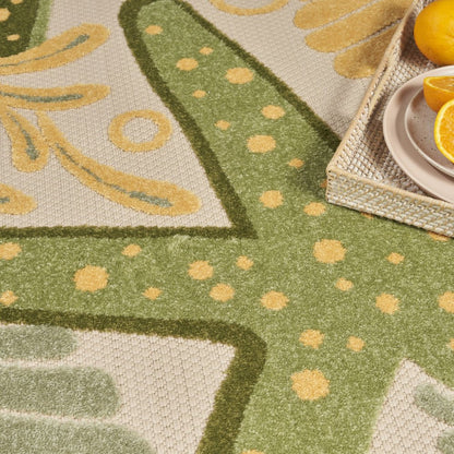 10' X 14' Ivory Green Yellow Blue And Dark Green Starfish Indoor Outdoor Area Rug HomeRoots