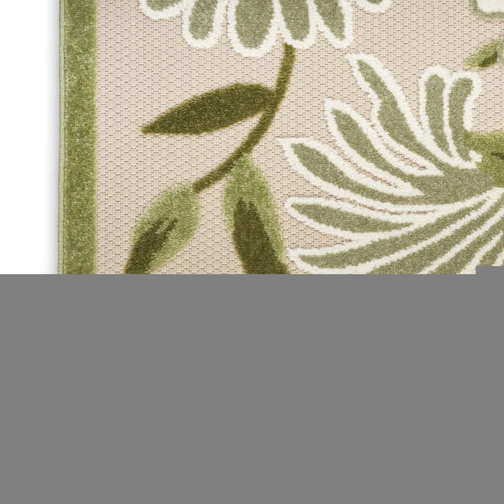 10' X 14' Ivory And Green Floral Indoor Outdoor Area Rug HomeRoots