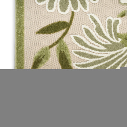 10' X 14' Ivory And Green Floral Indoor Outdoor Area Rug HomeRoots