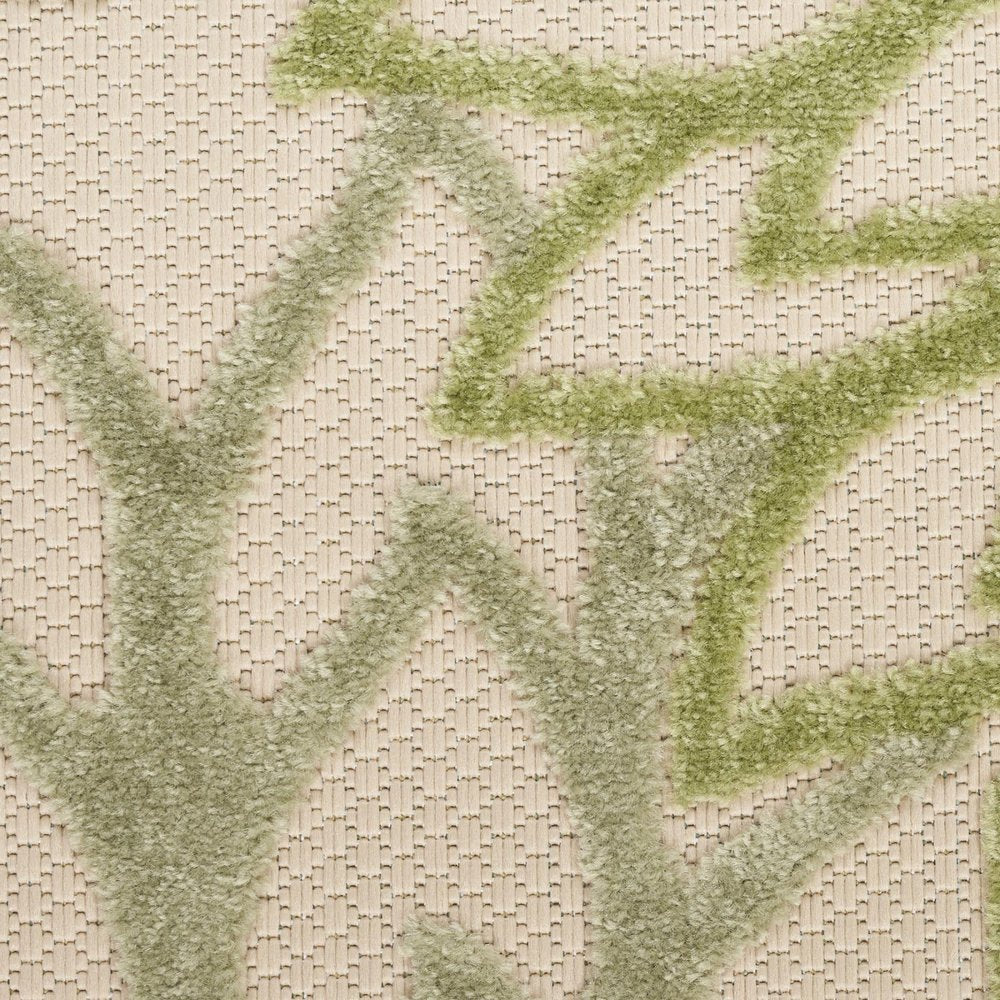 10' X 14' Ivory And Green Floral Indoor Outdoor Area Rug HomeRoots