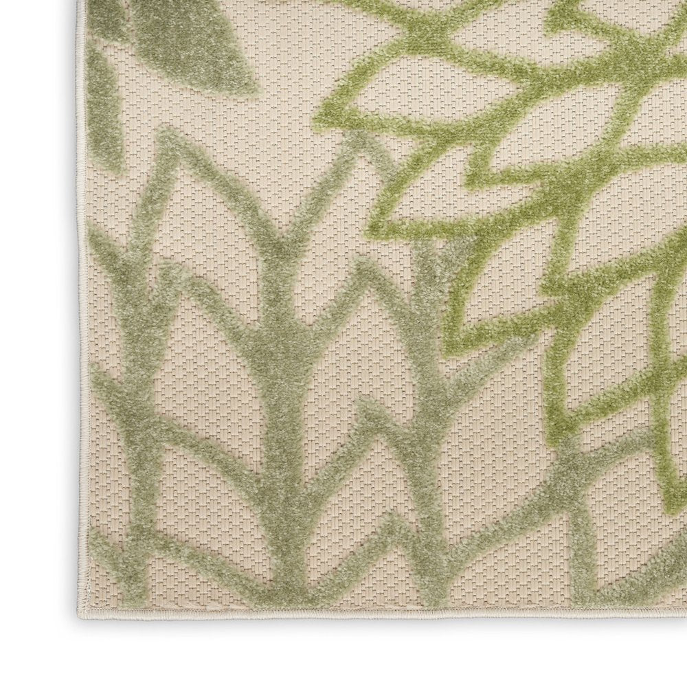 10' X 14' Ivory And Green Floral Indoor Outdoor Area Rug HomeRoots