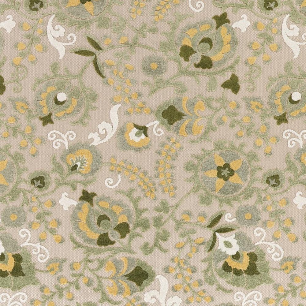 10' X 14' Ivory Green And Yellow Floral Indoor Outdoor Area Rug HomeRoots
