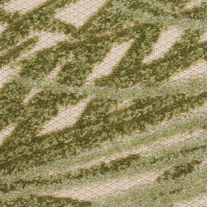 10' X 14' Ivory And Green Palm Leaf Indoor Outdoor Area Rug HomeRoots