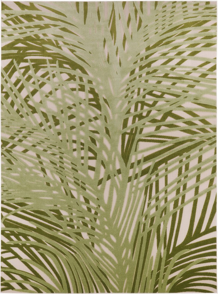 10' X 14' Ivory And Green Palm Leaf Indoor Outdoor Area Rug HomeRoots