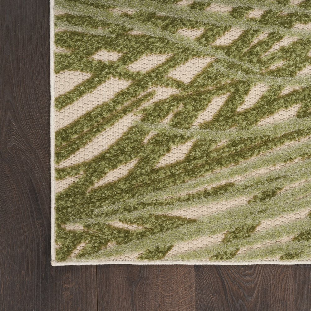 10' X 14' Ivory And Green Palm Leaf Indoor Outdoor Area Rug HomeRoots
