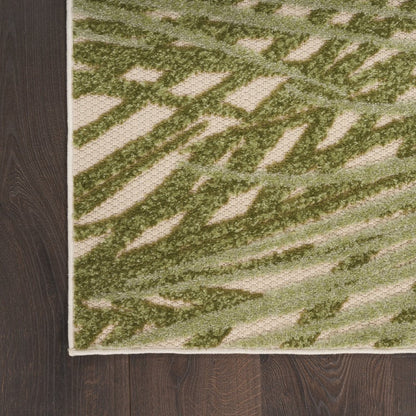 10' X 14' Ivory And Green Palm Leaf Indoor Outdoor Area Rug HomeRoots