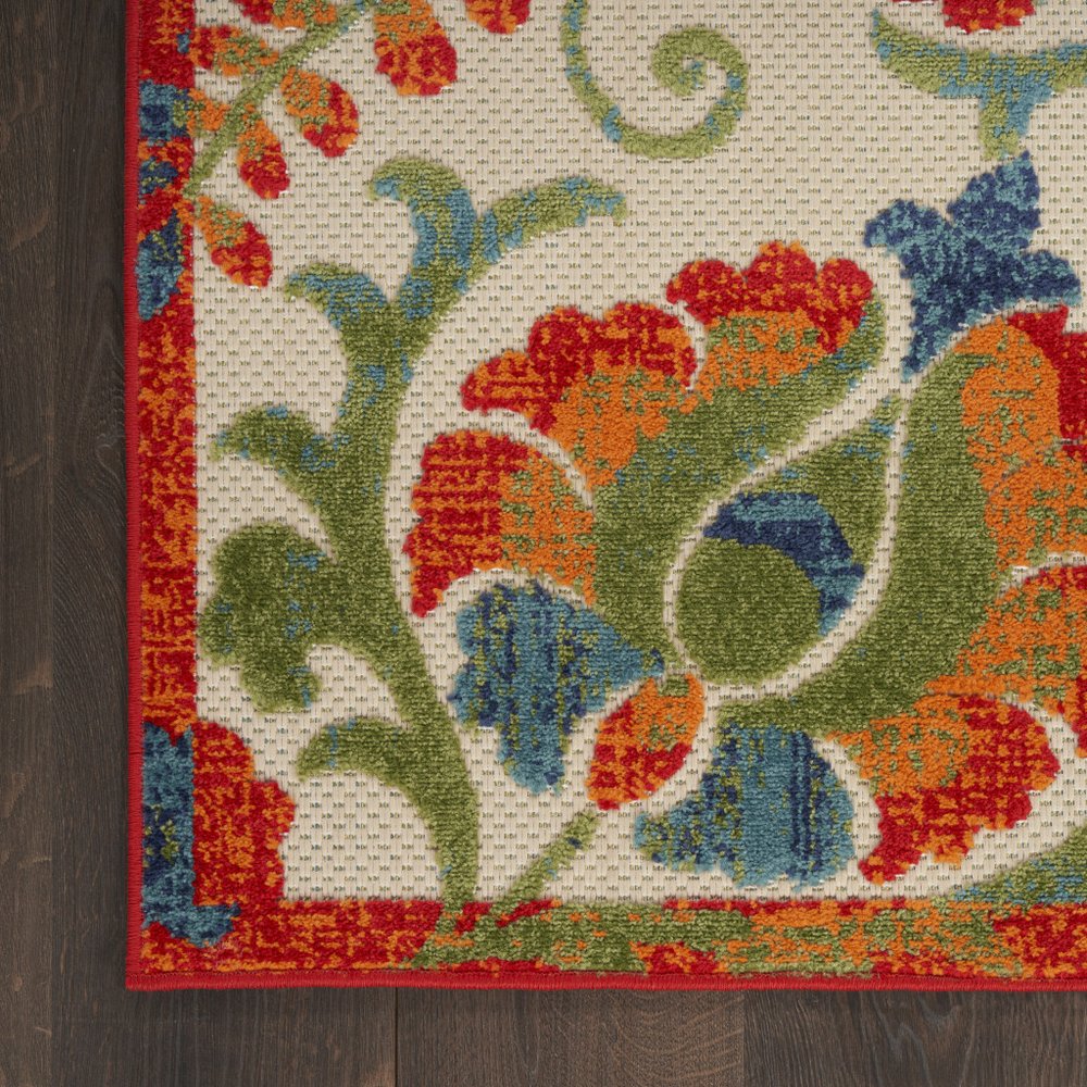 10' X 14' Ivory Orange Blue Green And Red Floral Indoor Outdoor Area Rug HomeRoots