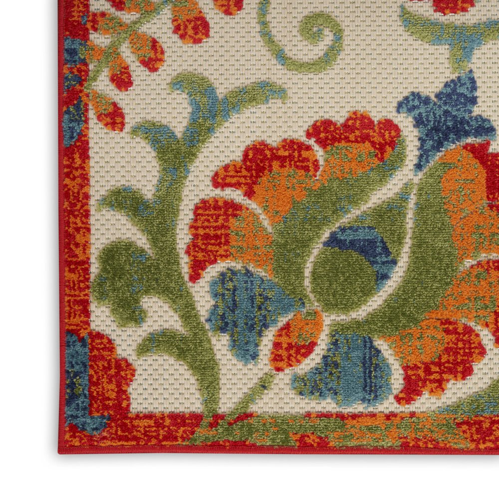10' X 14' Ivory Orange Blue Green And Red Floral Indoor Outdoor Area Rug HomeRoots