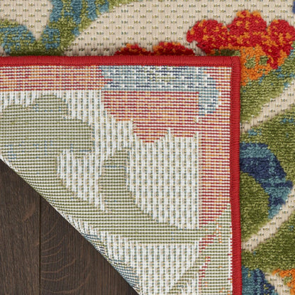 10' X 14' Ivory Orange Blue Green And Red Floral Indoor Outdoor Area Rug HomeRoots
