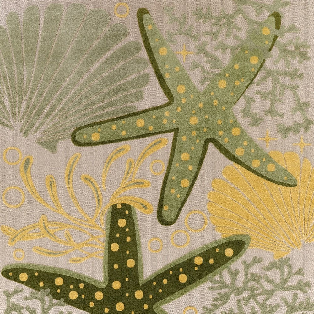9' X 12' Green Yellow Blue Ivory And Dark Green Starfish Indoor Outdoor Area Rug HomeRoots