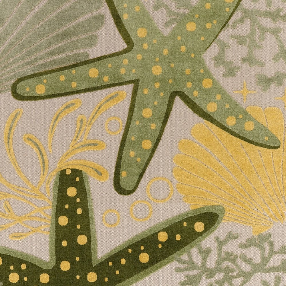 9' X 12' Green Yellow Blue Ivory And Dark Green Starfish Indoor Outdoor Area Rug HomeRoots