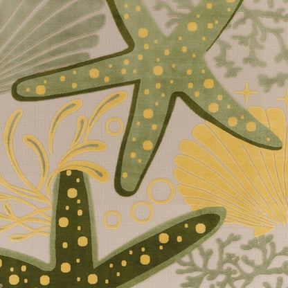 9' X 12' Green Yellow Blue Ivory And Dark Green Starfish Indoor Outdoor Area Rug HomeRoots