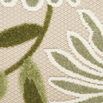 9' X 12' Ivory And Green Floral Indoor Outdoor Area Rug HomeRoots