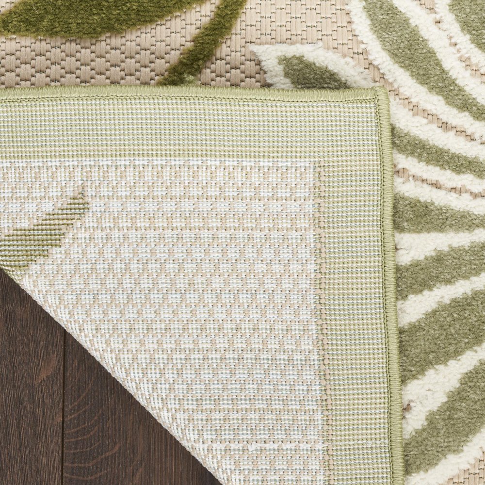 9' X 12' Ivory And Green Floral Indoor Outdoor Area Rug HomeRoots