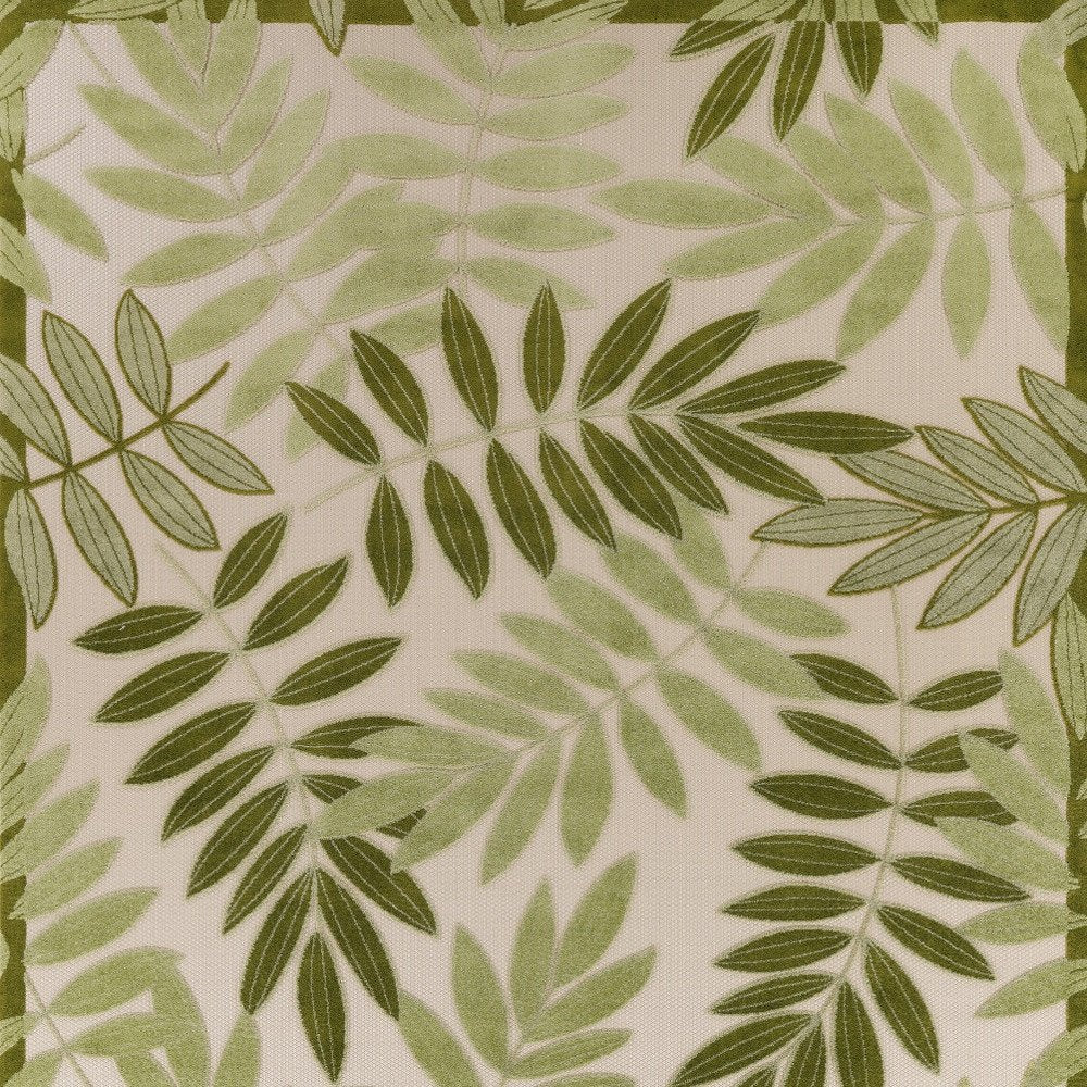 9' X 12' Ivory And Green Palm Leaf Indoor Outdoor Area Rug HomeRoots