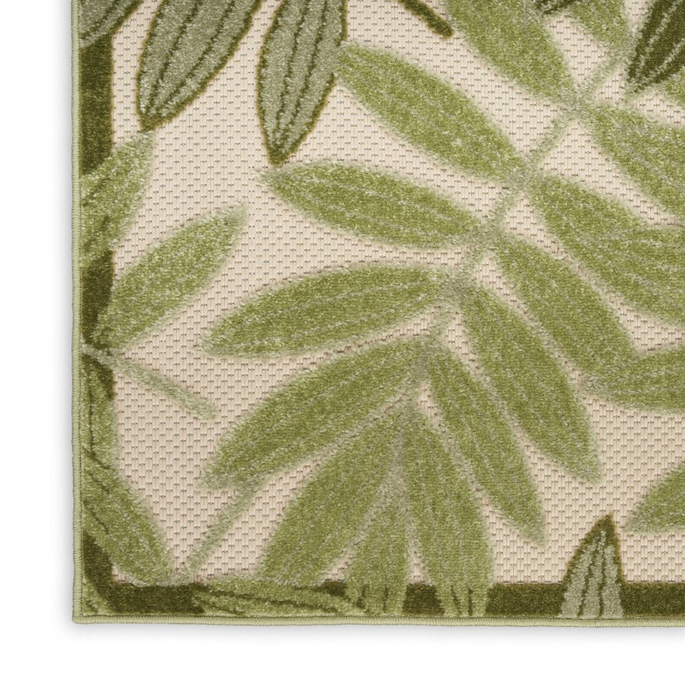 9' X 12' Ivory And Green Palm Leaf Indoor Outdoor Area Rug HomeRoots