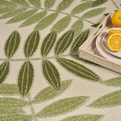 9' X 12' Ivory And Green Palm Leaf Indoor Outdoor Area Rug HomeRoots