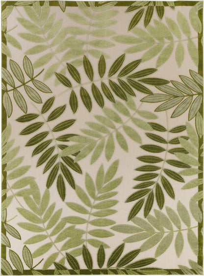 9' X 12' Ivory And Green Palm Leaf Indoor Outdoor Area Rug HomeRoots