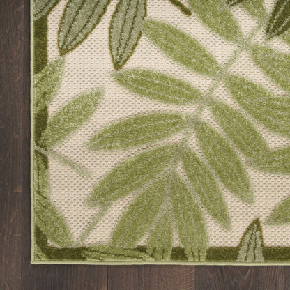 9' X 12' Ivory And Green Palm Leaf Indoor Outdoor Area Rug HomeRoots