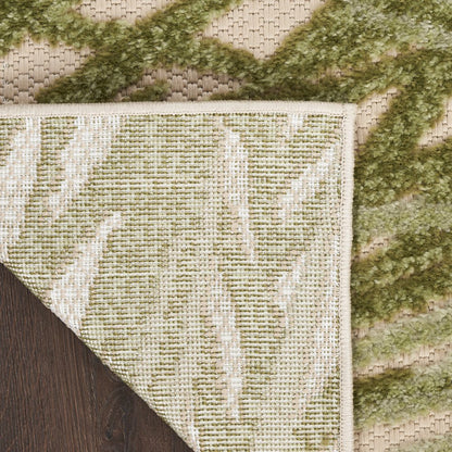 9' X 12' Ivory And Green Palm Leaf Indoor Outdoor Area Rug HomeRoots
