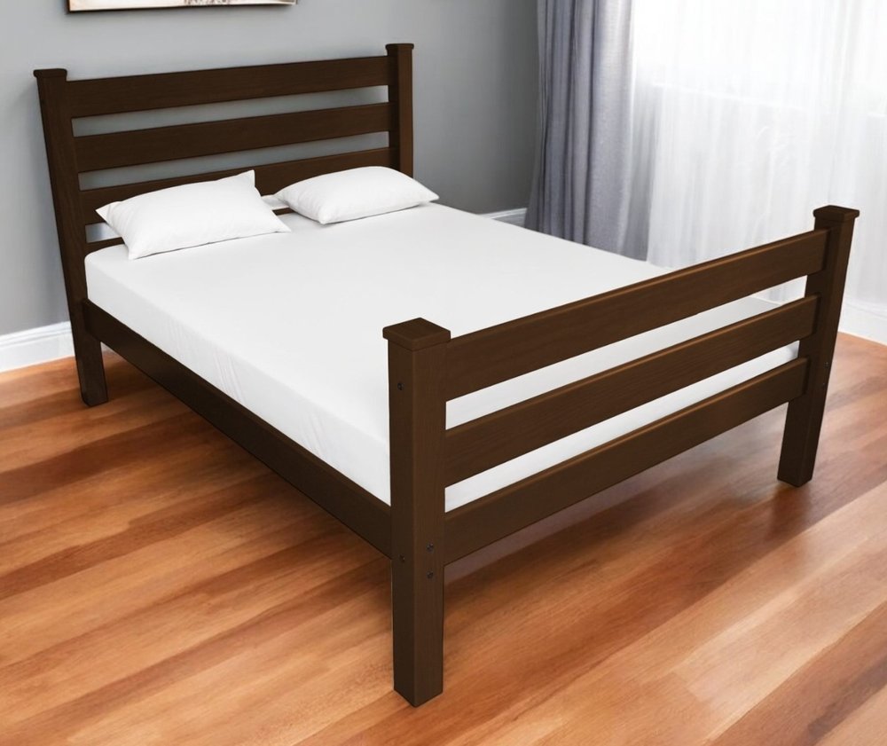 Brown Solid Wood Queen Bed Frame HomeRoots