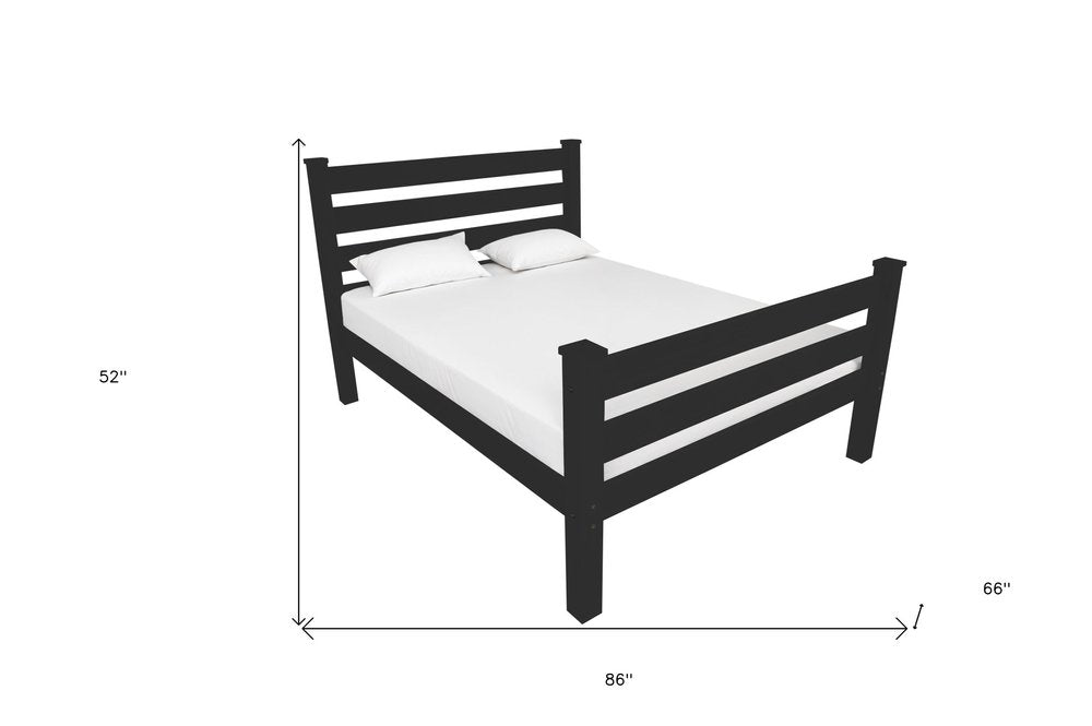 Black Solid Wood Queen Bed Frame HomeRoots