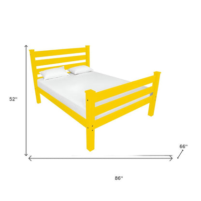Yellow Solid Wood Queen Bed Frame HomeRoots