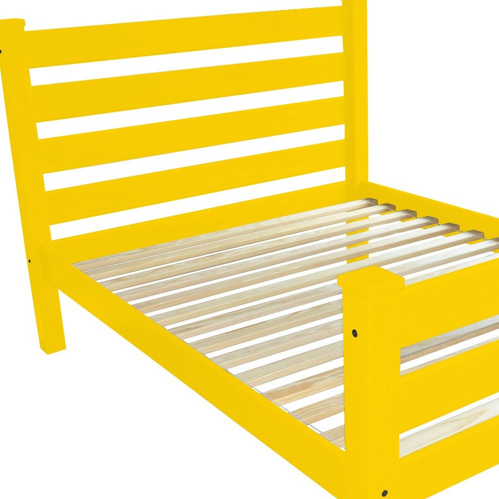 Yellow Solid Wood Queen Bed Frame HomeRoots