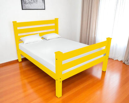 Yellow Solid Wood Queen Bed Frame HomeRoots