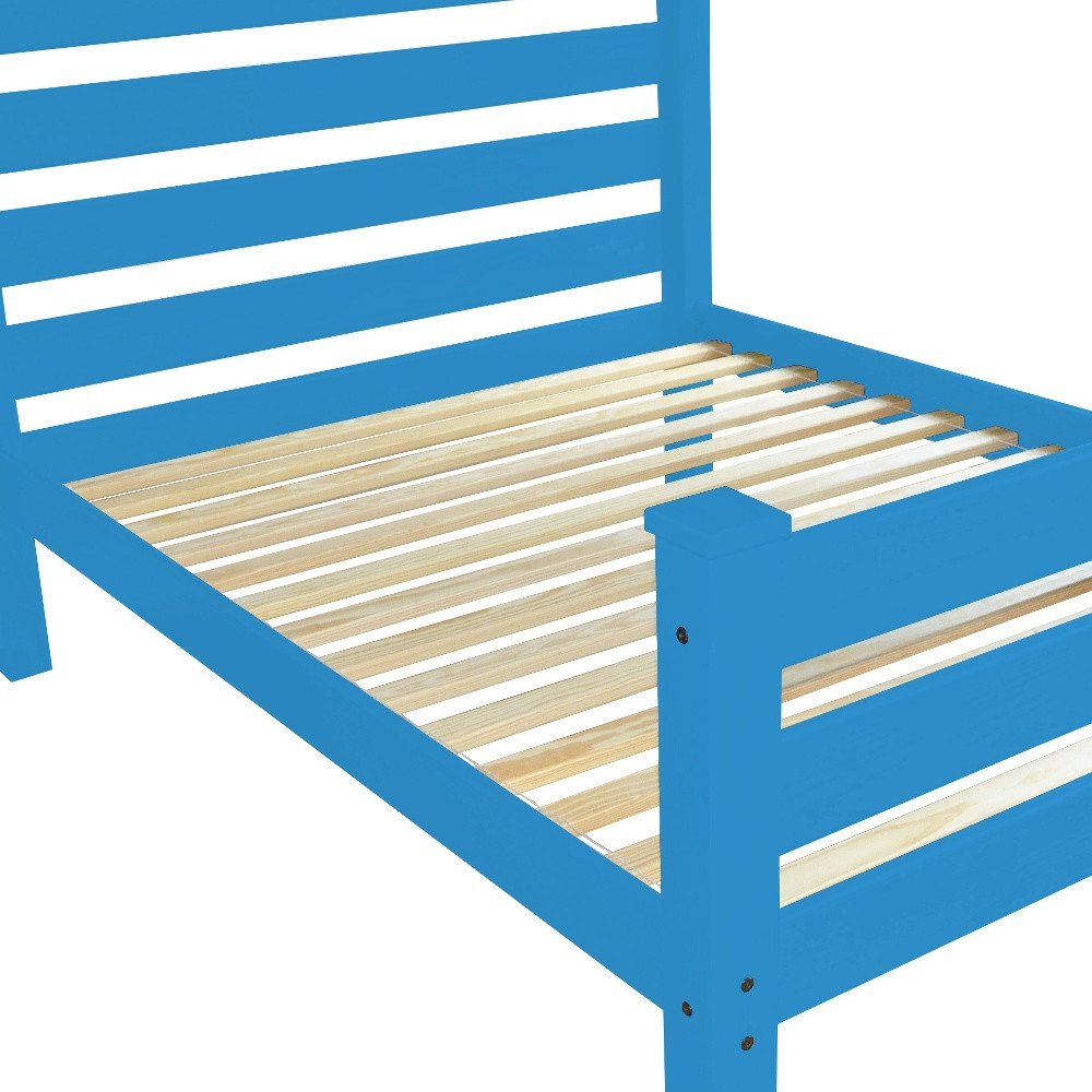 Caribbean Blue Solid Wood Queen Bed Frame HomeRoots