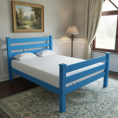 Caribbean Blue Solid Wood Queen Bed Frame HomeRoots