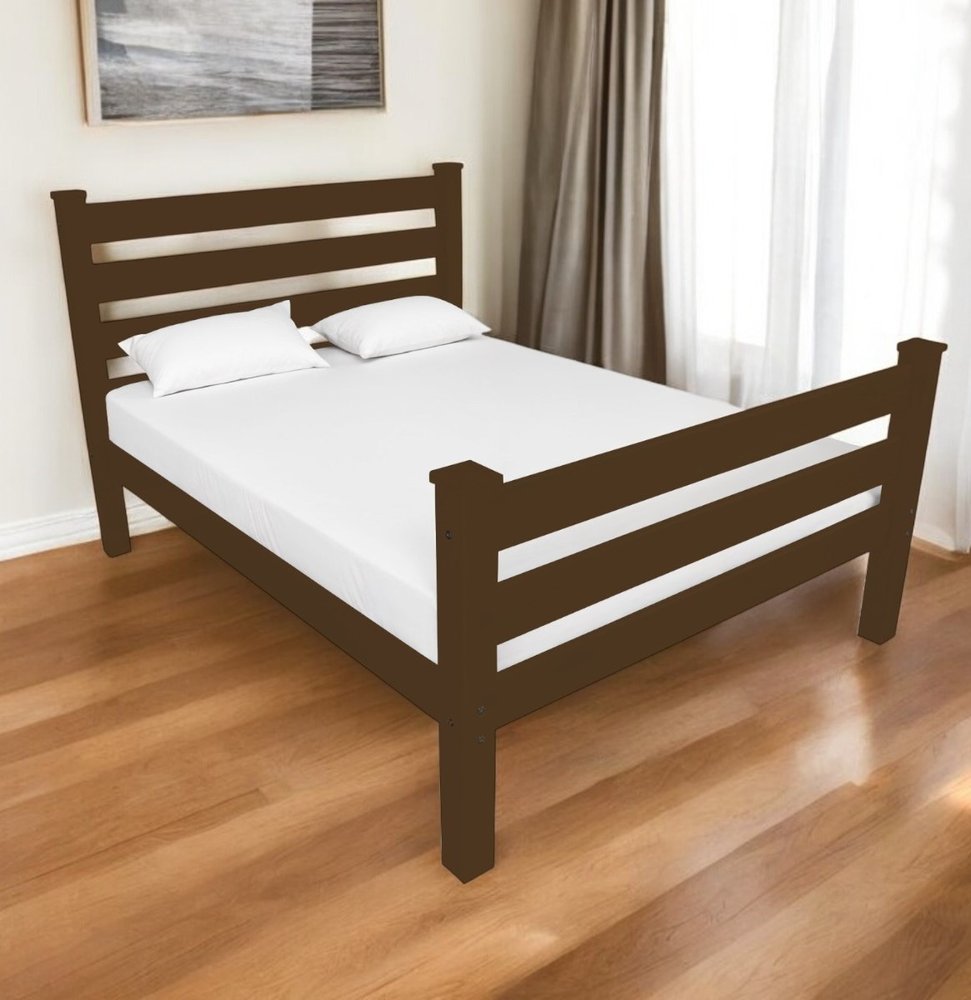 Coffee Solid Wood Queen Bed Frame HomeRoots