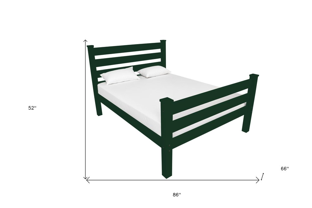 Dark Green Solid Wood Queen Bed Frame HomeRoots