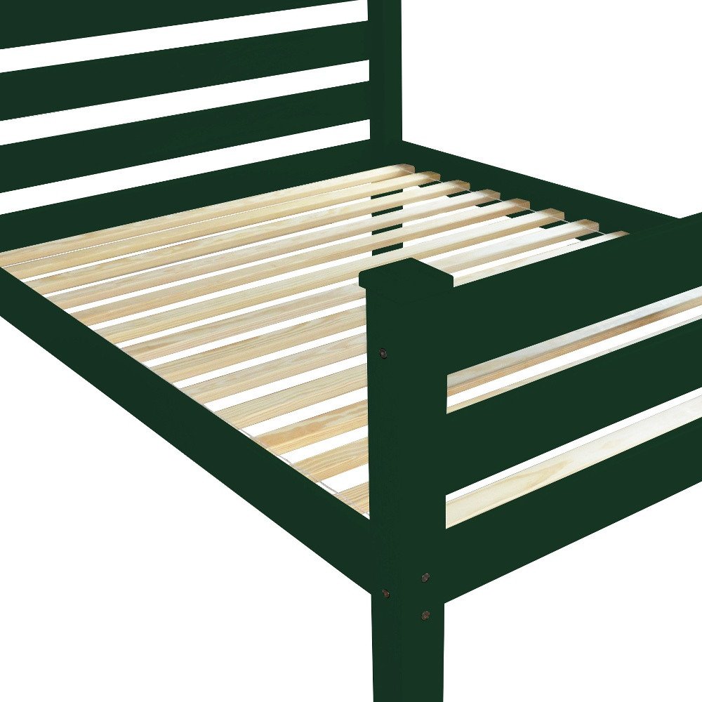 Dark Green Solid Wood Queen Bed Frame HomeRoots