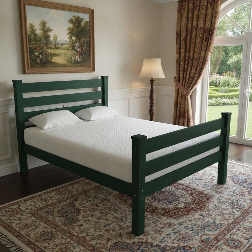 Dark Green Solid Wood Queen Bed Frame HomeRoots