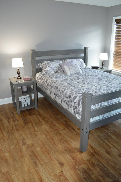 Gray Solid Wood Queen Bed Frame HomeRoots