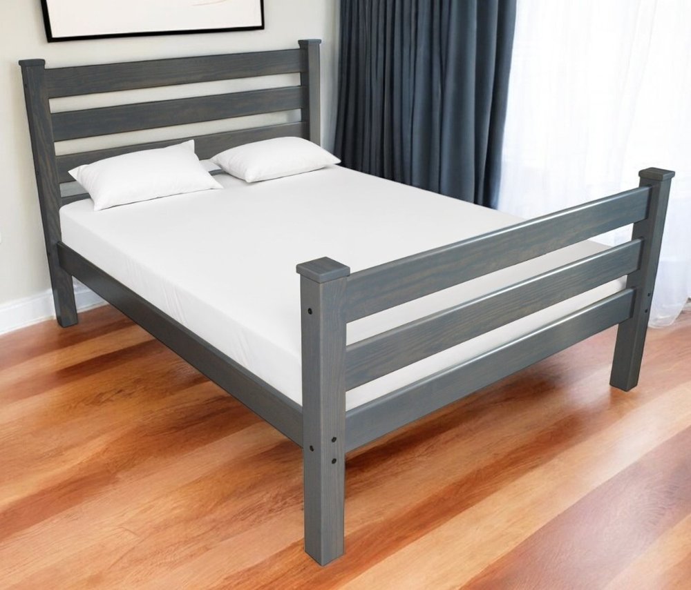 Gray Solid Wood Queen Bed Frame HomeRoots