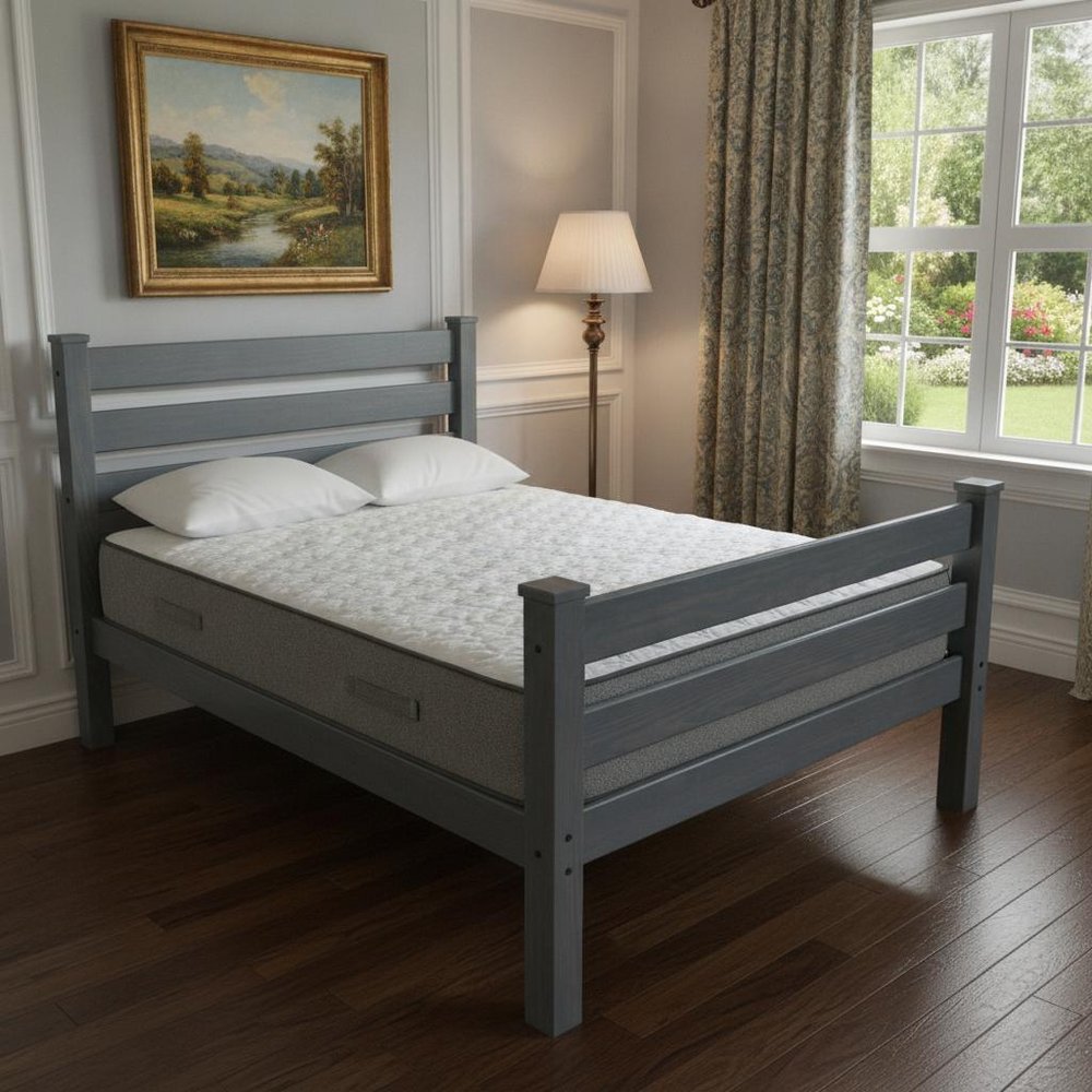 Gray Solid Wood Queen Bed Frame HomeRoots