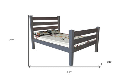 Gray Solid Wood Queen Bed Frame HomeRoots