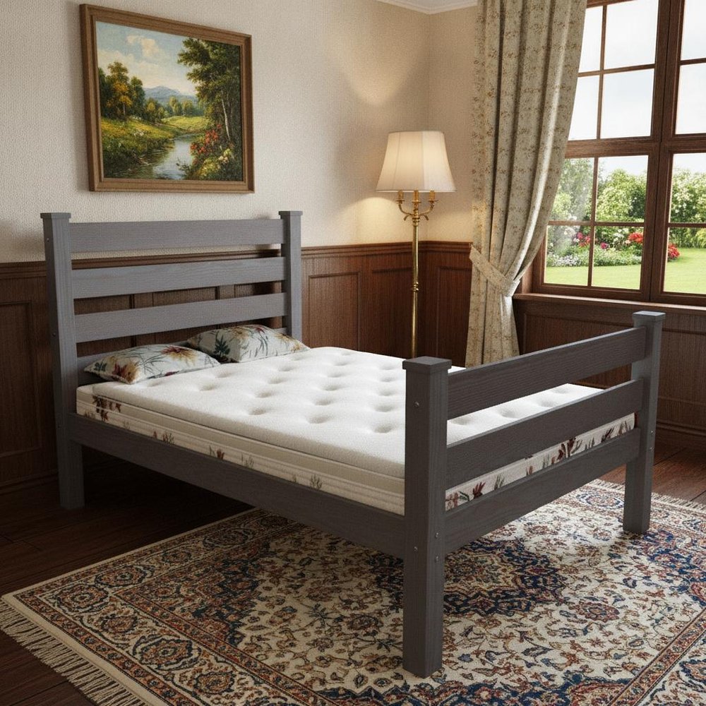 Gray Solid Wood Queen Bed Frame HomeRoots
