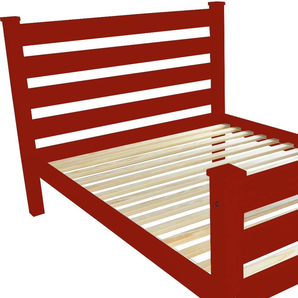 Red Solid Wood Queen Bed Frame HomeRoots