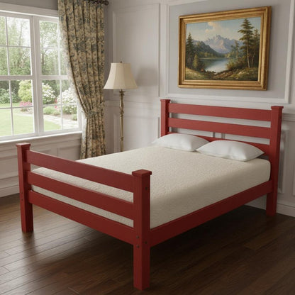 Red Solid Wood Queen Bed Frame HomeRoots