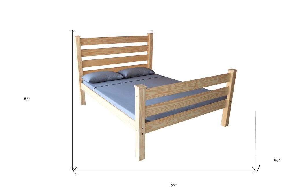 Natural Solid Wood Queen Bed Frame HomeRoots
