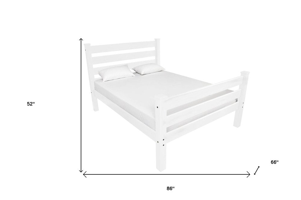 White Solid Wood Queen Bed Frame HomeRoots